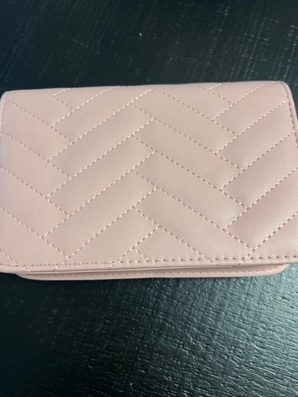 bebe Quilted Blush Crossbody Bag with Gold Chain Trim
